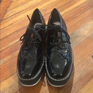Black Patent Leather Lace-Up Brogues